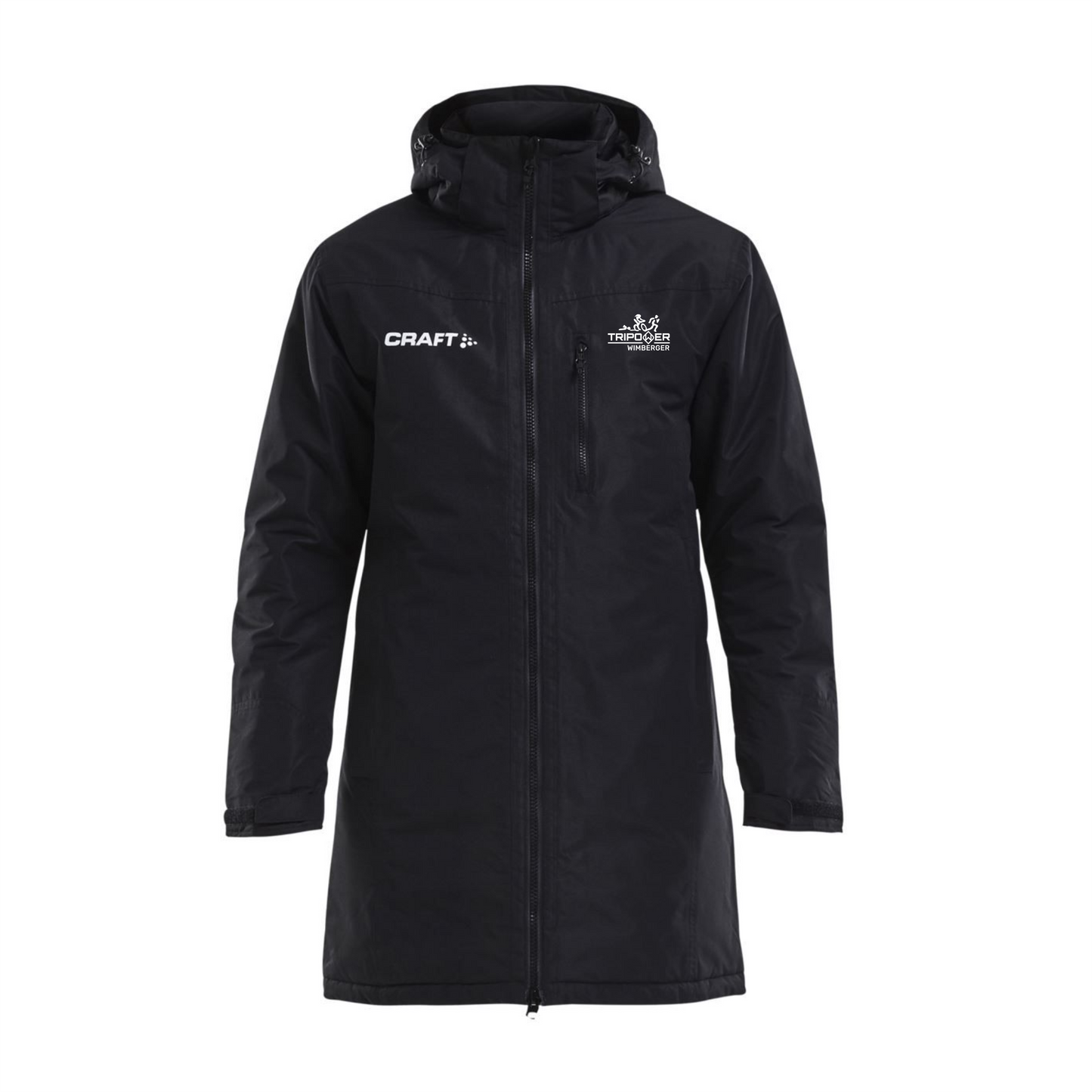 Herren-Craft-Parka mit Tripower-Logo, wetterfeste Teamsportjacke in dunkler Farbe, sportliches Design, Haidersport-Marke