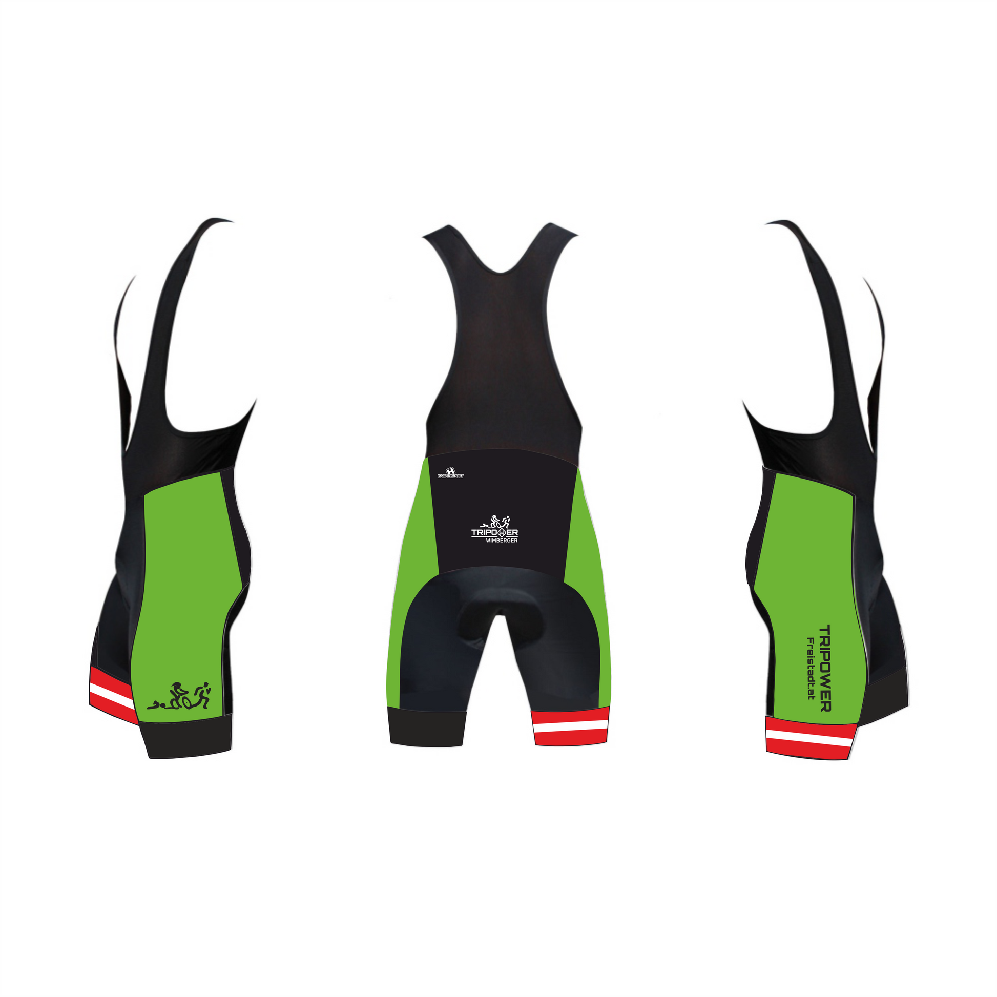 Kurze unisex Rad- und Trägerhose von Haidersport, robuste Tripower-Qualität, mit Trägern und sportlichem Design.